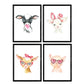 Pack de Cuatro láminas con Ilustraciones de Animales. Vaca Cabra y Cerdo.-Artwork-Nacnic-Nacnic Estudio SL