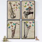 Pack de Cuatro láminas Vintage Piano, Arpa, Violin Y Saxon con definiciones música, emociones, comunicacion, Placer. 250 Gr-Artwork-Nacnic-Nacnic Estudio SL