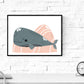 Pack de Cuatro Posters con Ilustraciones de Ballenas. Láminas con imágenes Infantiles de Ballenas. Ballenas en el Fondo del mar Naranja Gris y Rosa.-Artwork-Nacnic-Nacnic Estudio SL