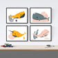 Pack de Cuatro Posters con Ilustraciones de Ballenas. Láminas con imágenes Infantiles de Ballenas. Ballenas en el Fondo del mar Naranja Gris y Rosa.-Artwork-Nacnic-Nacnic Estudio SL