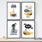Pack de Cuatro Posters con Ilustraciones de Ballenas. Láminas con imágenes Infantiles de Ballenas. Ballenas Faro Marino Barco en el Fondo del mar.-Artwork-Nacnic-Nacnic Estudio SL