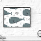 Pack de cuatro posters con ilustraciones de ballenas. Láminas con imágenes infantiles de ballenas. Ballenas rosa gris naranja.-Artwork-Nacnic-Nacnic Estudio SL