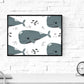 Pack de Cuatro Posters con Ilustraciones de Ballenas. Láminas con imágenes Infantiles de Ballenas. Composicion Ballenas en Fondo de mar.-Artwork-Nacnic-Nacnic Estudio SL