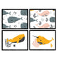 Pack de Cuatro Posters con Ilustraciones de Ballenas. Láminas con imágenes Infantiles de Ballenas. Composicion Ballenas en Fondo de mar.-Artwork-Nacnic-Nacnic Estudio SL