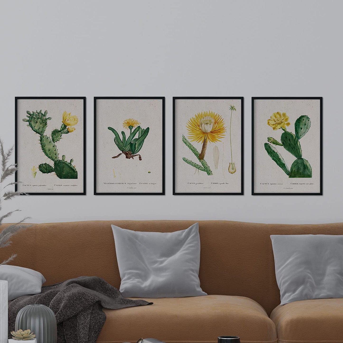 Pack de láminas Cactus amarillo. Pósters con ilustraciones en acuarela de Pierre-Joseph Redouté.-Artwork-Nacnic-Nacnic Estudio SL