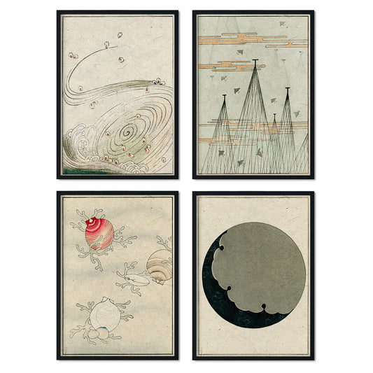 Pack de láminas Minimalista. Pósters con ilustraciones de la revista Vintage japonesa Shin Bijutsukai.-Artwork-Nacnic-Nacnic Estudio SL