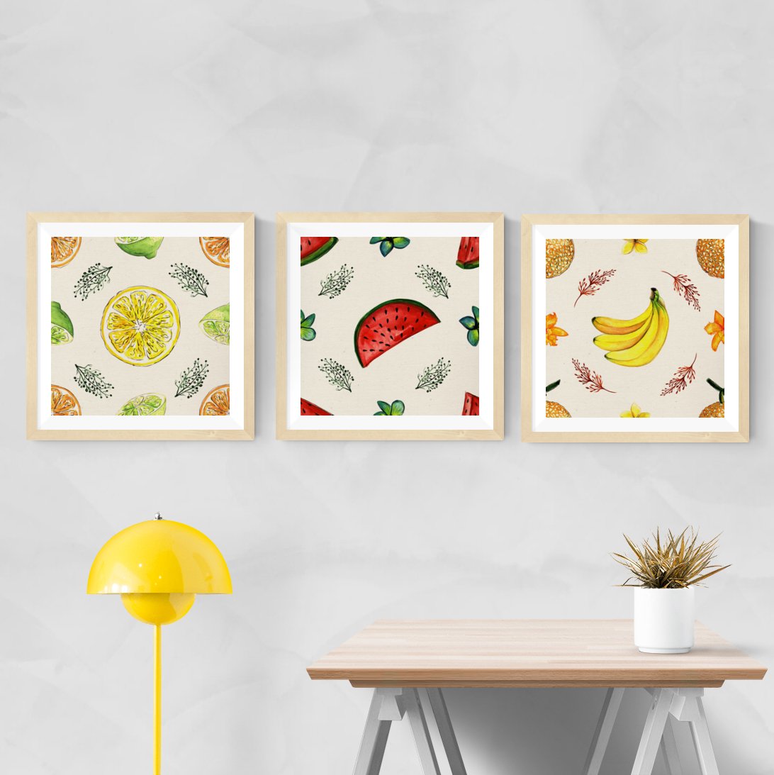 PACK de láminas para enmarcar COLLAGE FRUTAL. Posters cuadrados con imágenes de frutas. alta calidad-Artwork-Nacnic-Nacnic Estudio SL