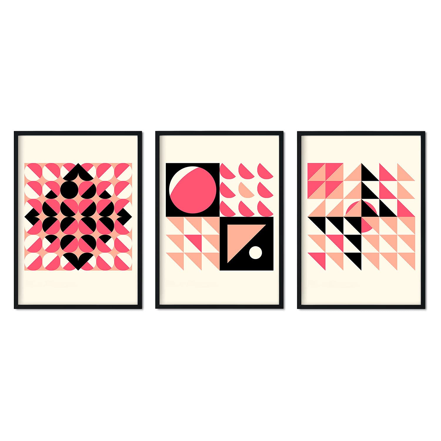 Pack de láminas Set rosa 3. Pósters con ilustraciones abstractas en estilo geométrico. Tonos rosados y pastel.-Artwork-Nacnic-Nacnic Estudio SL