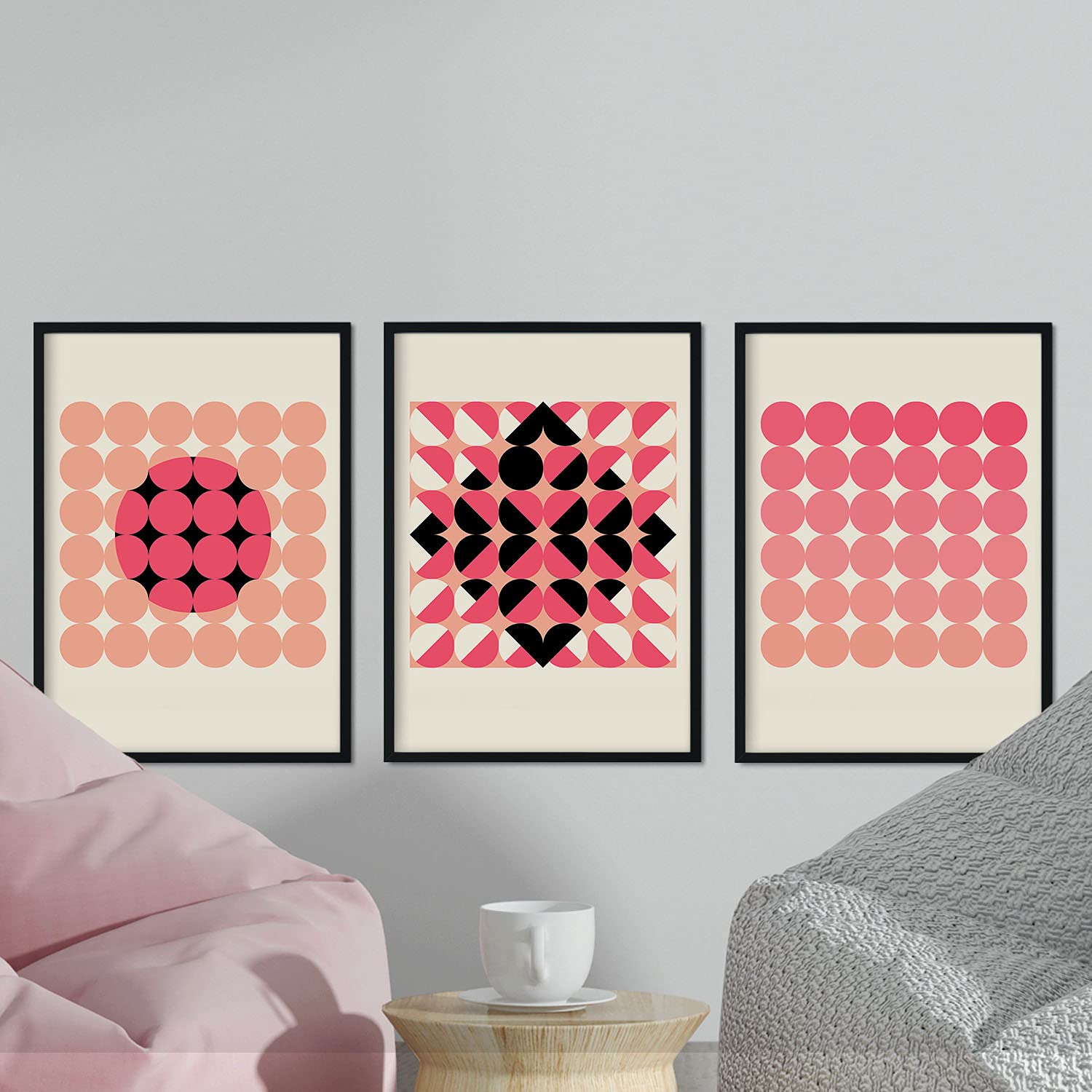 Pack de láminas Set rosa 4. Pósters con ilustraciones abstractas en estilo geométrico. Tonos rosados y pastel.-Artwork-Nacnic-Nacnic Estudio SL