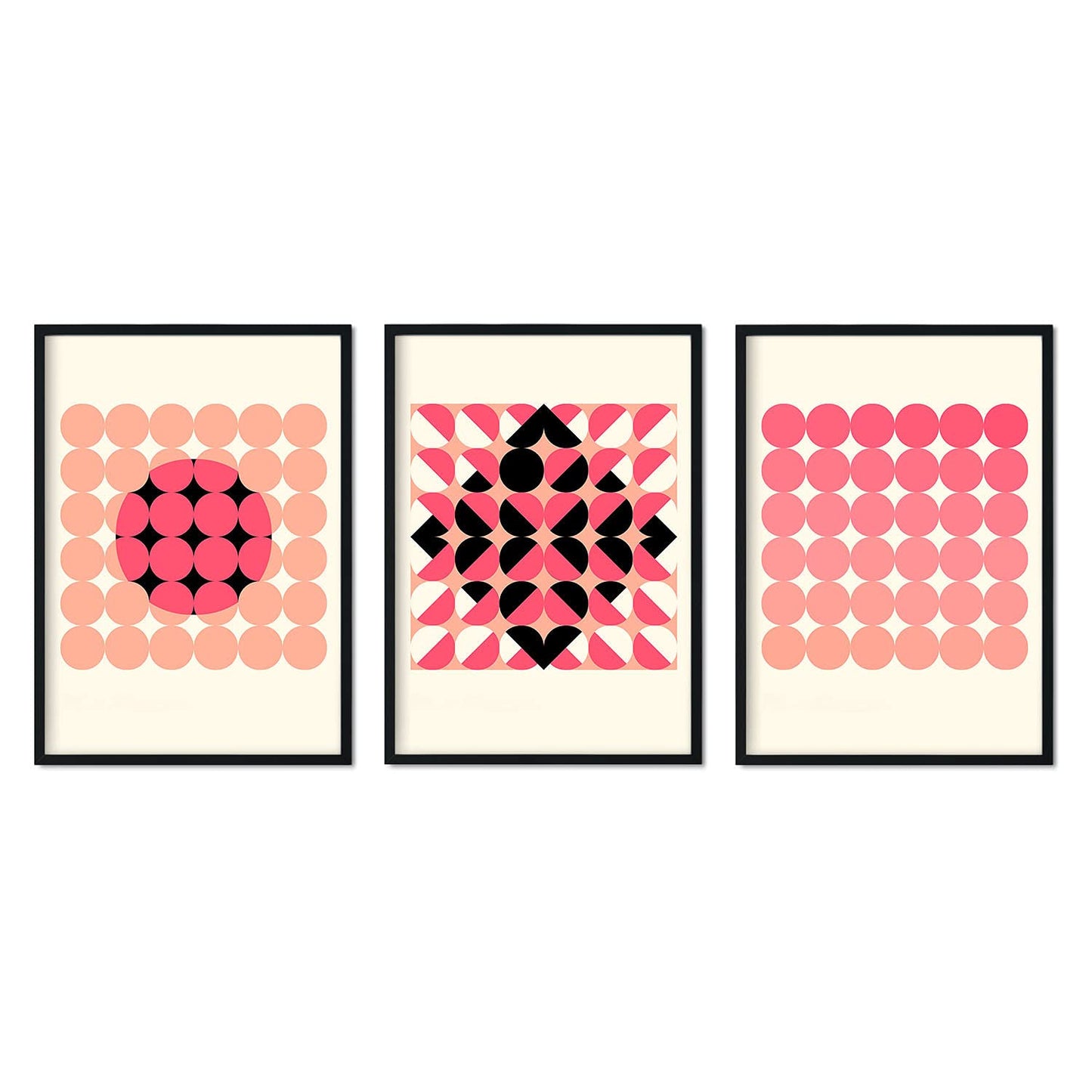 Pack de láminas Set rosa 4. Pósters con ilustraciones abstractas en estilo geométrico. Tonos rosados y pastel.-Artwork-Nacnic-Nacnic Estudio SL