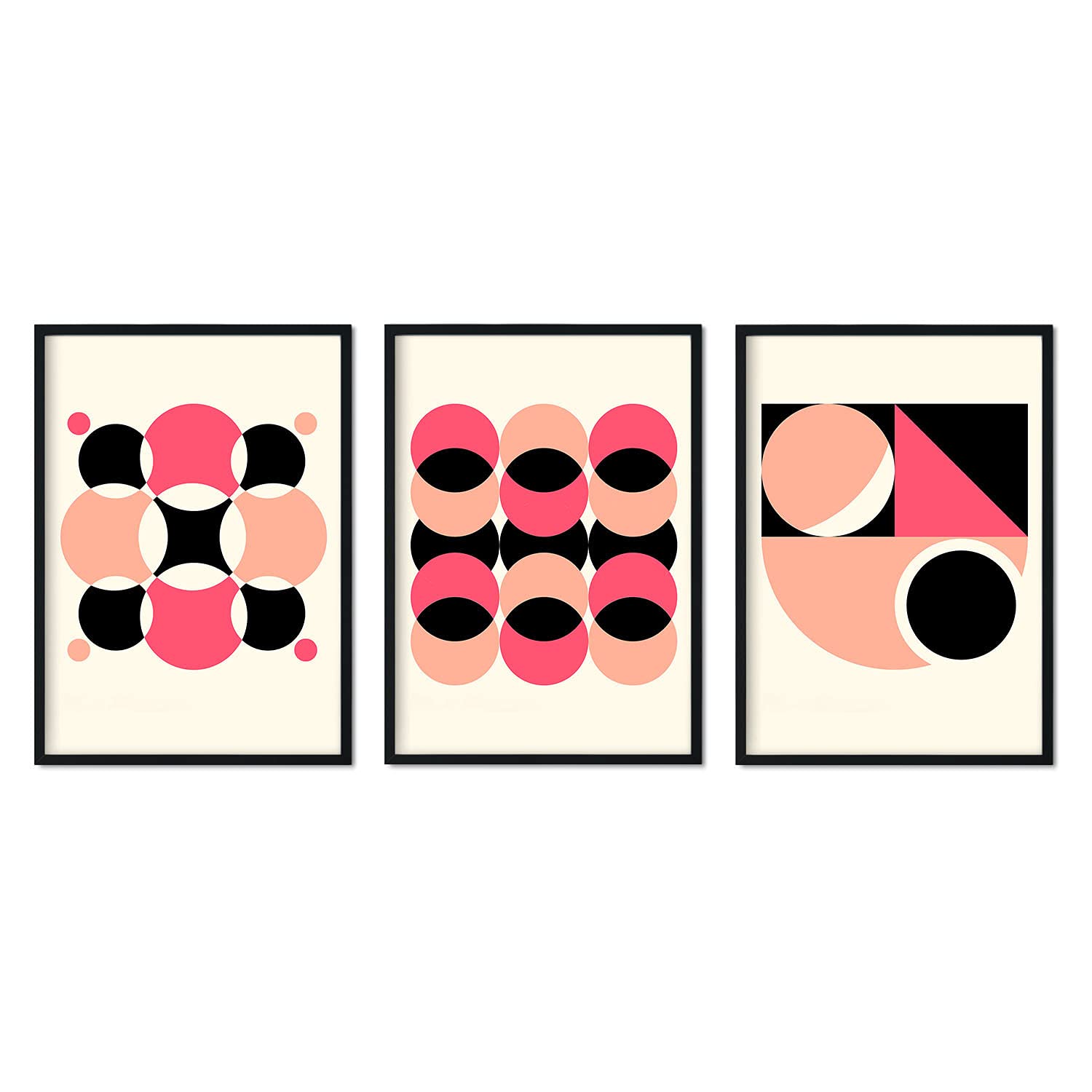Pack de láminas Set rosa 5. Pósters con ilustraciones abstractas en estilo geométrico. Tonos rosados y pastel.-Artwork-Nacnic-Nacnic Estudio SL