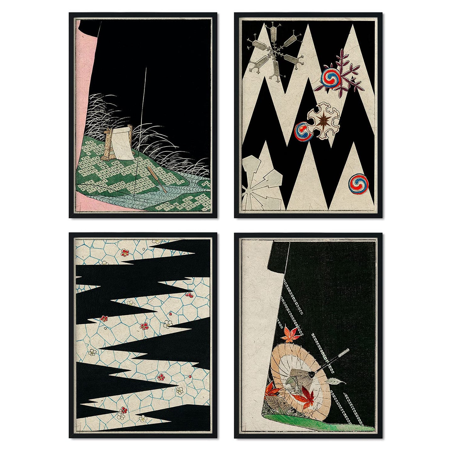 Pack de láminas Tonos oscuros. Pósters con ilustraciones de la revista Vintage japonesa Shin Bijutsukai.-Artwork-Nacnic-Nacnic Estudio SL