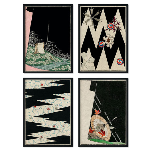Pack de láminas Tonos oscuros. Pósters con ilustraciones de la revista Vintage japonesa Shin Bijutsukai.-Artwork-Nacnic-Nacnic Estudio SL