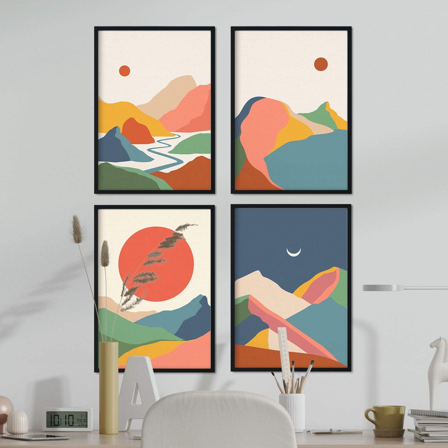 Pack de posters con dibujos de montañas a color. Set de láminas de decoración 'Montaña De Colores' coloridas-Artwork-Nacnic-Nacnic Estudio SL