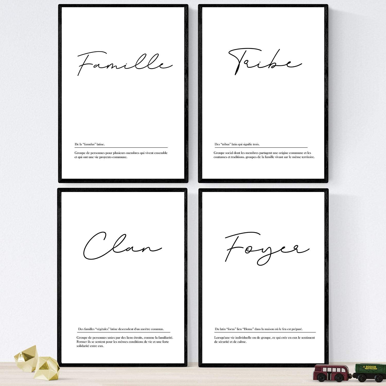 Pack de posters con palabras en frances. Set de láminas Familia con definición y fondo blanco.-Artwork-Nacnic-Nacnic Estudio SL