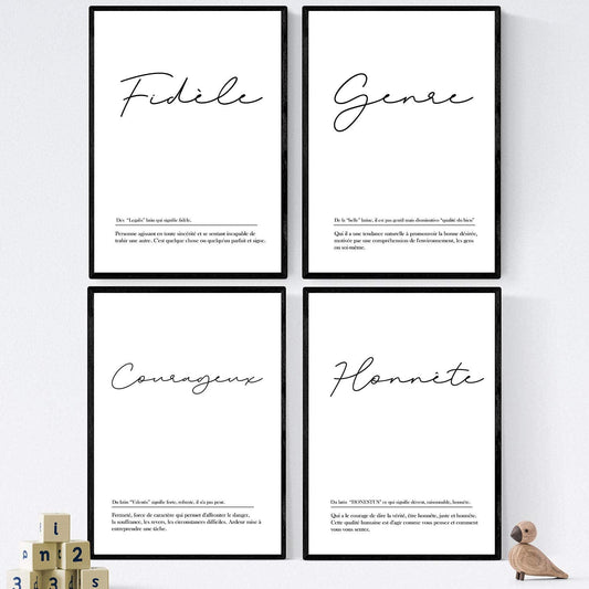 Pack de posters con palabras en frances. Set de láminas Novio con definición y fondo blanco.-Artwork-Nacnic-Nacnic Estudio SL
