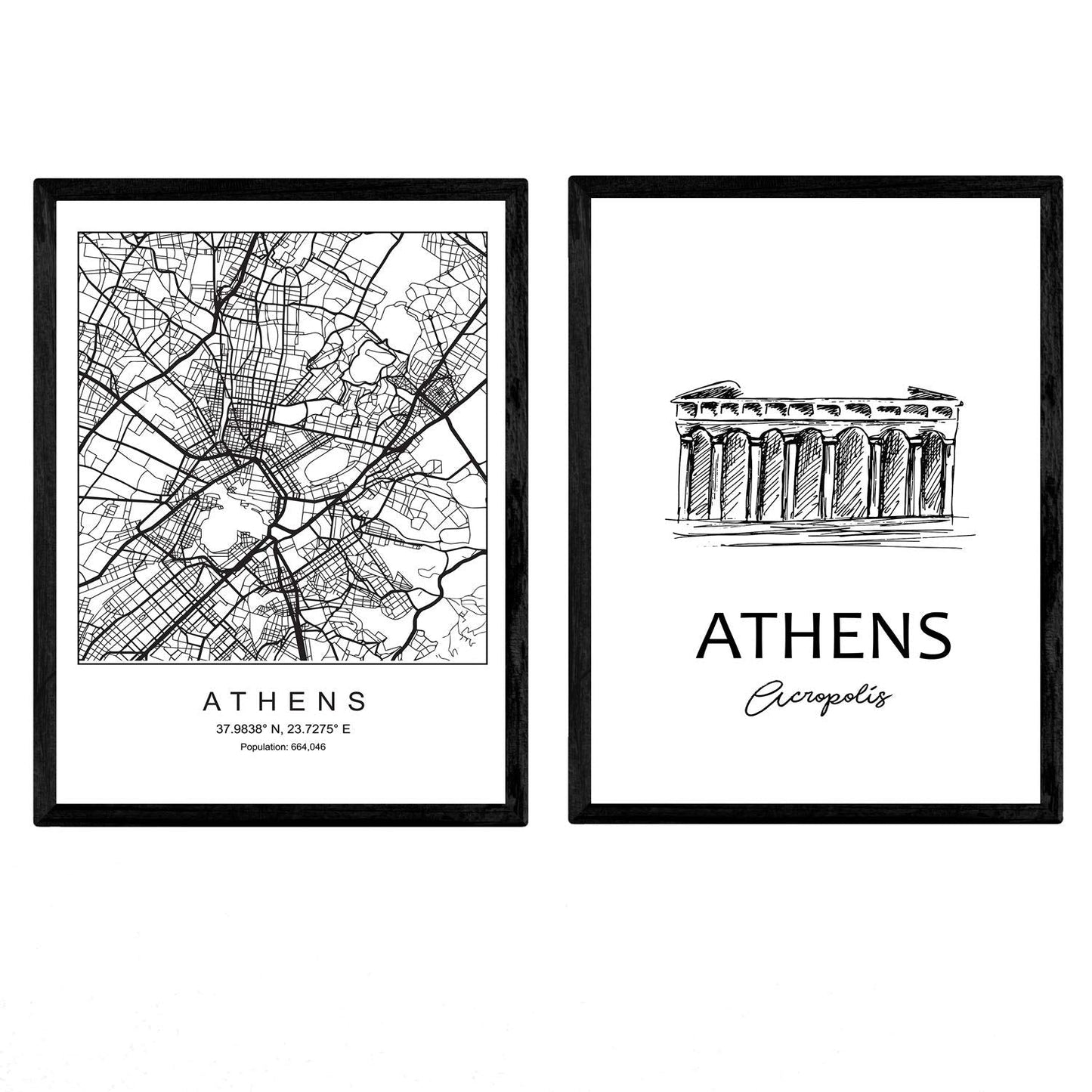 Pack de posters de Atenas - Acropolis. Láminas con monumentos de ciudades.-Artwork-Nacnic-Nacnic Estudio SL