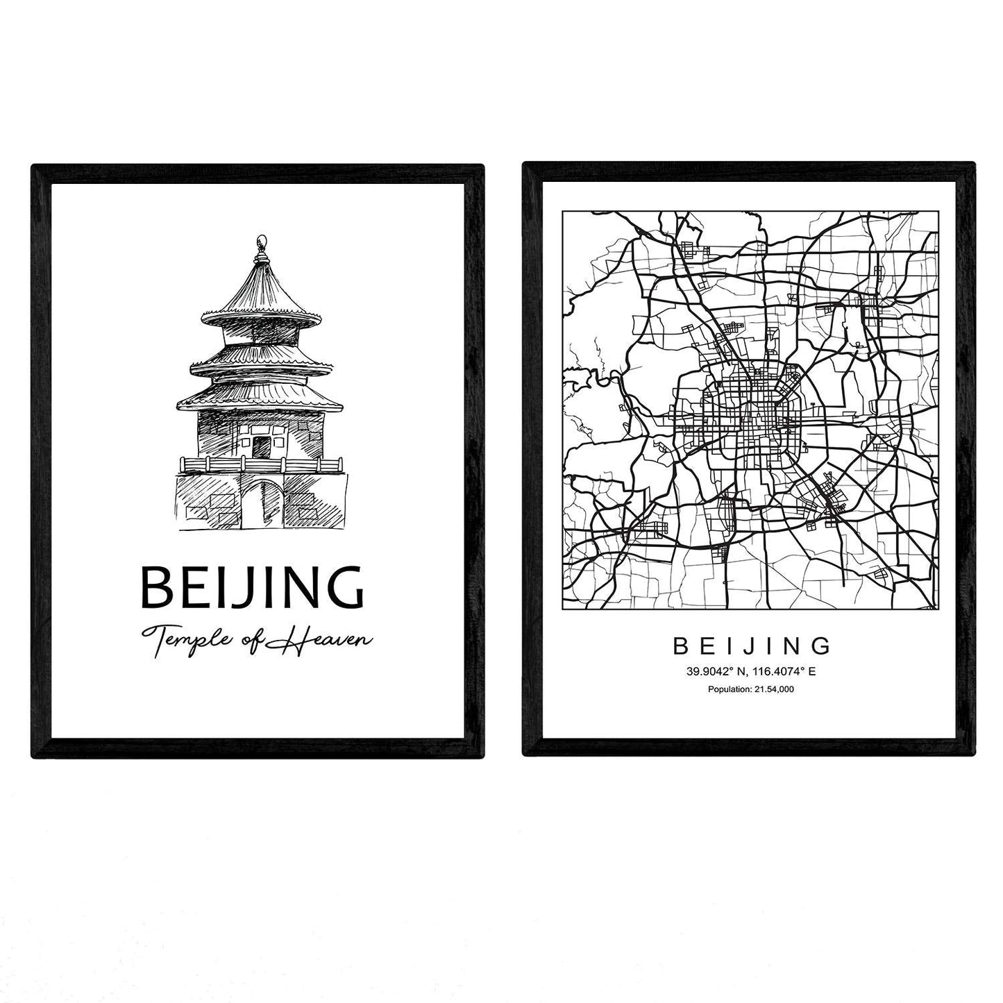 Pack de posters de Beijing - Templo del cielo. Láminas con monumentos de ciudades.-Artwork-Nacnic-Nacnic Estudio SL