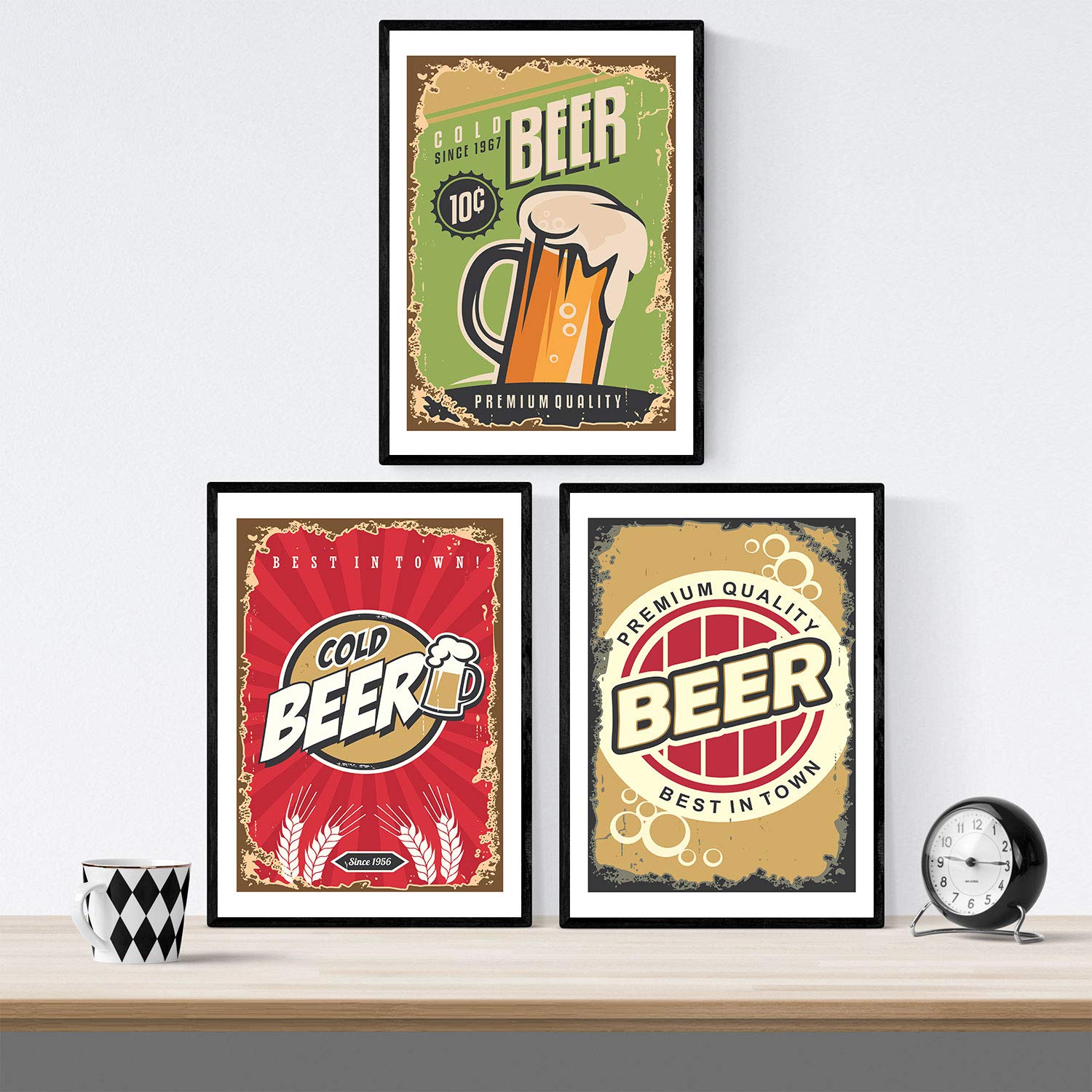 Pack de posters de cervezas y chupitos. Láminas de Cartel retro cerveza. Posters de alcohol y bebidas para bares.-Artwork-Nacnic-Nacnic Estudio SL