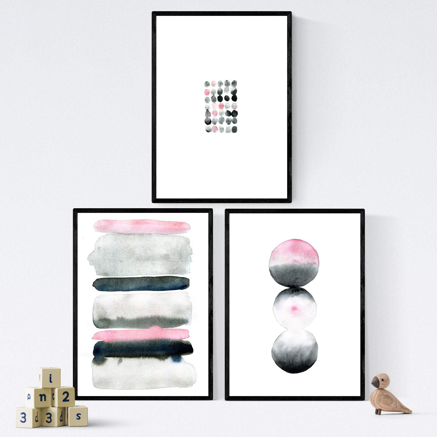 Pack de posters de Colores acuarela rosa gris. Láminas coloridas con diseño nórdico.-Artwork-Nacnic-Nacnic Estudio SL