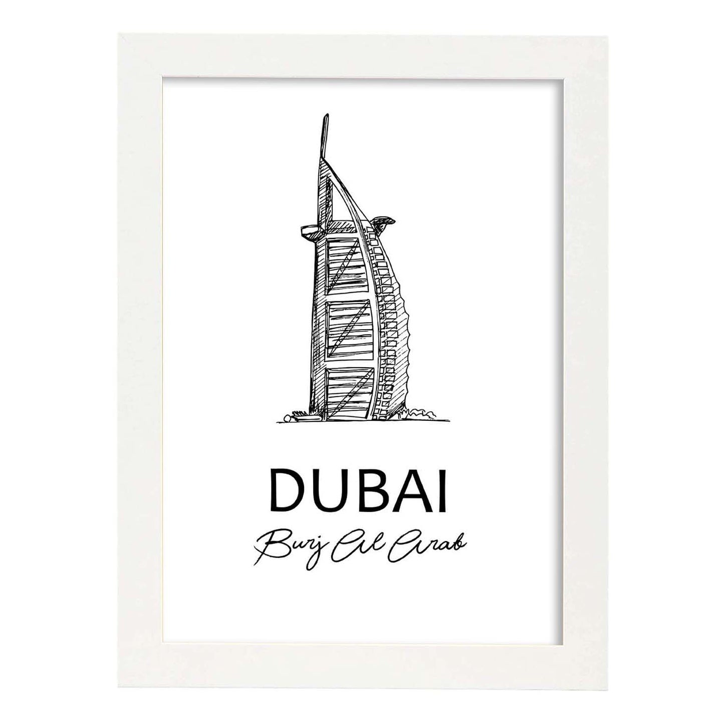 Pack de posters de Dubai -Burj Al Arab. Láminas con monumentos de ciudades.-Artwork-Nacnic-A3-Marco Blanco-Nacnic Estudio SL