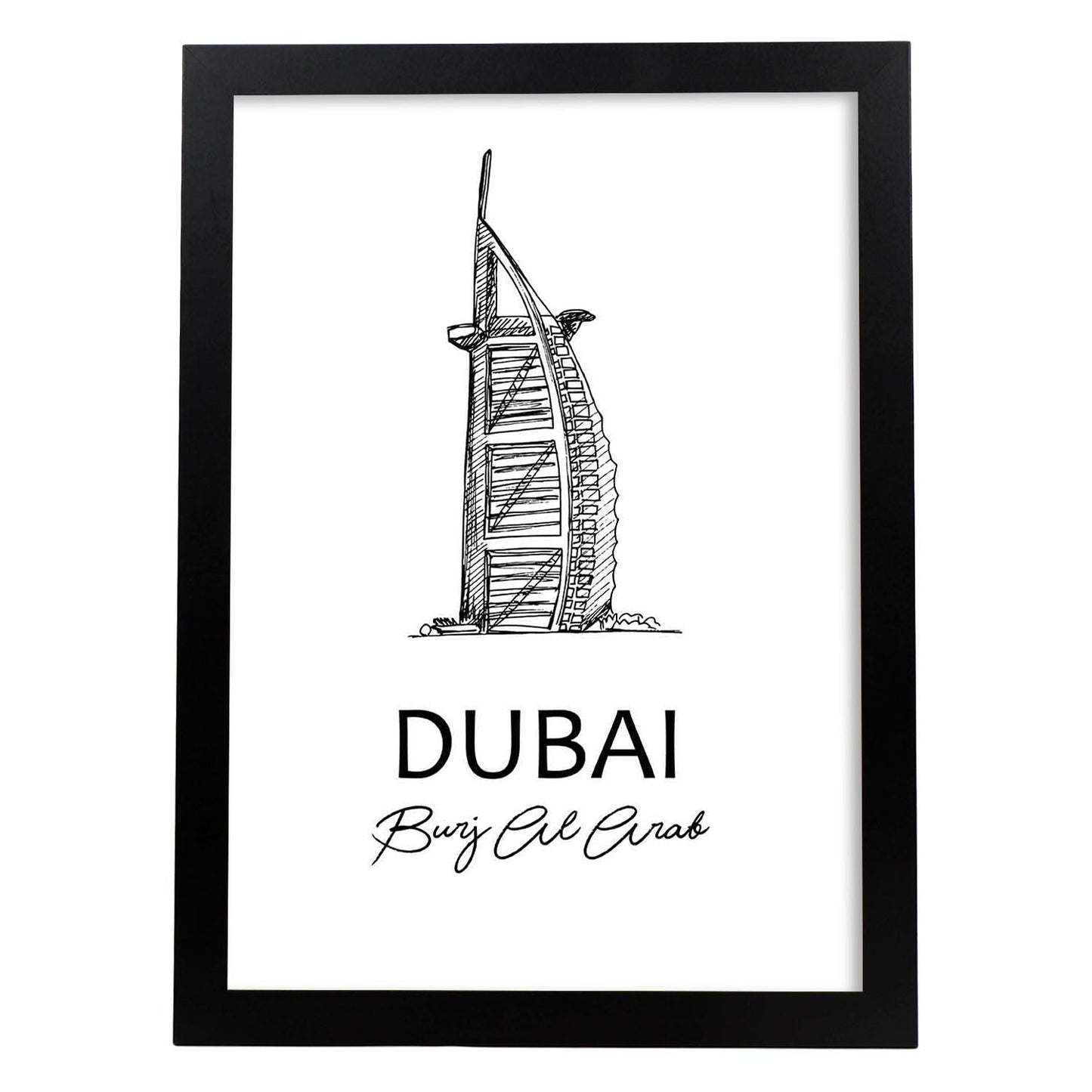 Pack de posters de Dubai -Burj Al Arab. Láminas con monumentos de ciudades.-Artwork-Nacnic-A3-Marco Negro-Nacnic Estudio SL