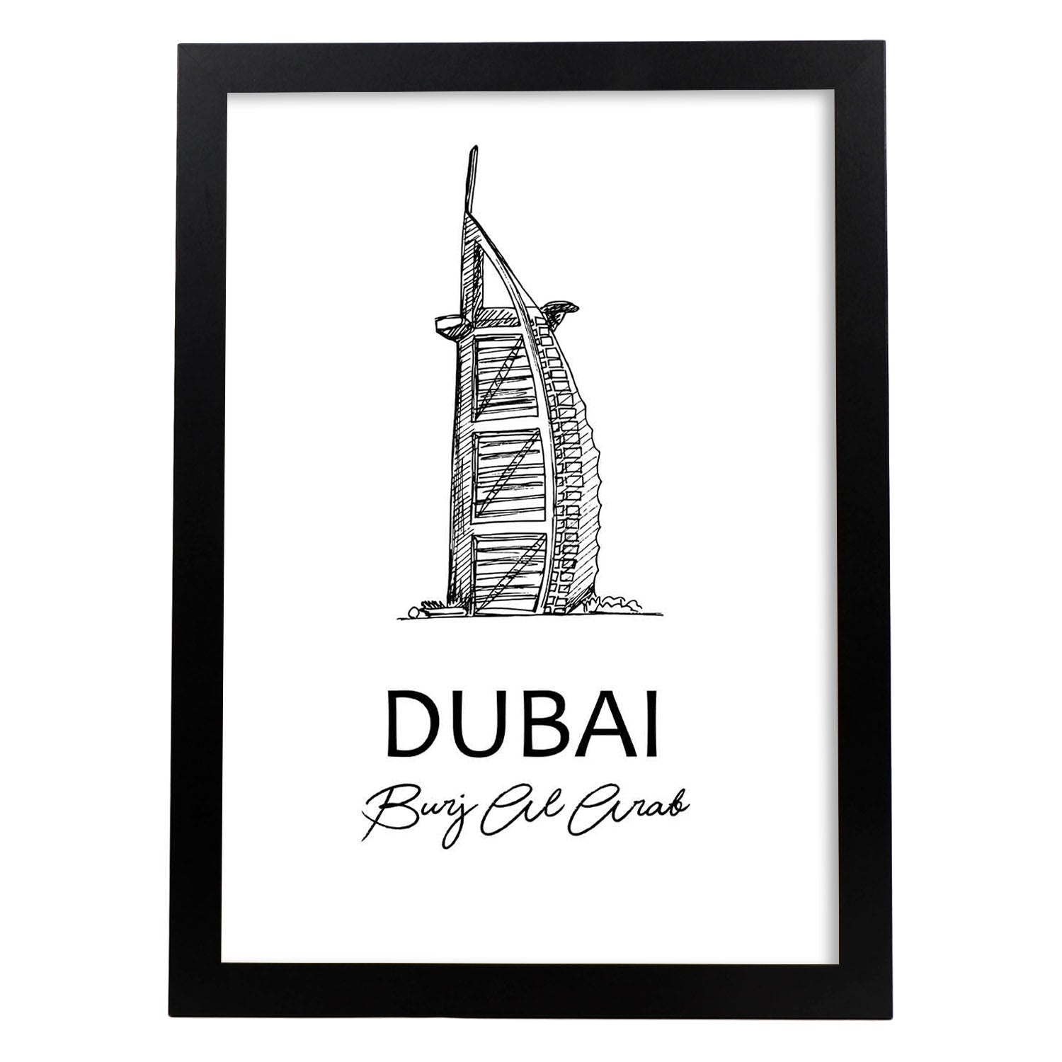 Pack de posters de Dubai -Burj Al Arab. Láminas con monumentos de ciudades.-Artwork-Nacnic-A4-Marco Negro-Nacnic Estudio SL
