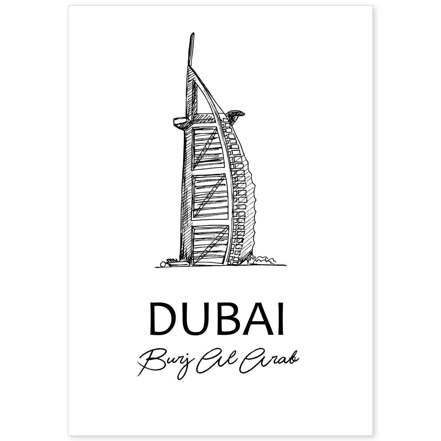 Pack de posters de Dubai -Burj Al Arab. Láminas con monumentos de ciudades.-Artwork-Nacnic-A4-Sin marco-Nacnic Estudio SL