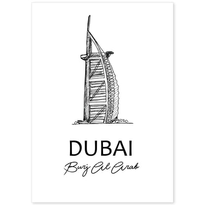 Pack de posters de Dubai -Burj Al Arab. Láminas con monumentos de ciudades.-Artwork-Nacnic-A4-Sin marco-Nacnic Estudio SL