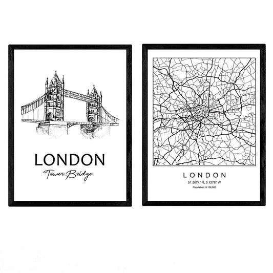 Pack de posters de London - Puente de la torre. Láminas con monumentos de ciudades.-Artwork-Nacnic-Nacnic Estudio SL