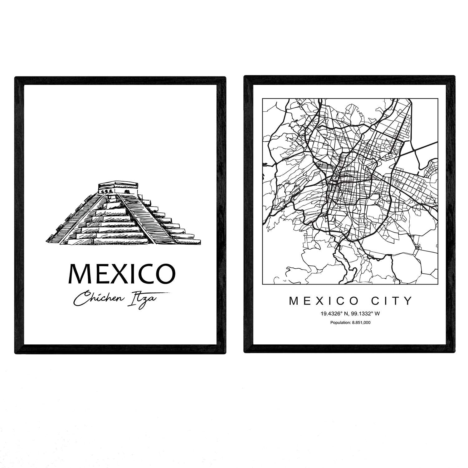 Pack de posters de Mexico - Chichen itza. Láminas con monumentos de ciudades.-Artwork-Nacnic-Nacnic Estudio SL