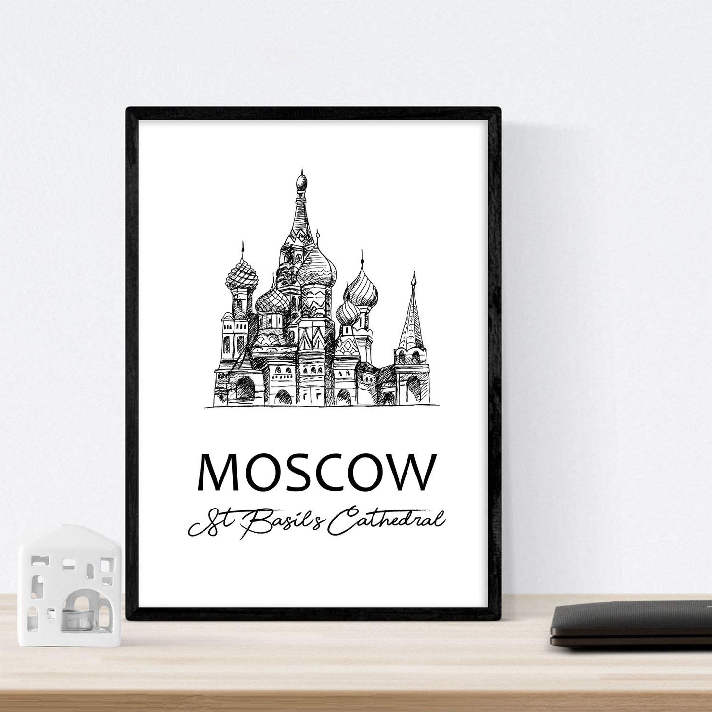 Pack de posters de paises y monumentos. Mapa ciudad de Moscu, monumento San Basilio y mapa Rusia.-Artwork-Nacnic-Nacnic Estudio SL
