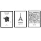 Pack de posters de paises y monumentos. Mapa ciudad de paris, monumento torre Eifell y mapa Francia.-Artwork-Nacnic-Nacnic Estudio SL