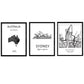 Pack de posters de paises y monumentos. Mapa cuidad Sidney, monumento Harbour Bridge y mapa Australia B.-Artwork-Nacnic-Nacnic Estudio SL
