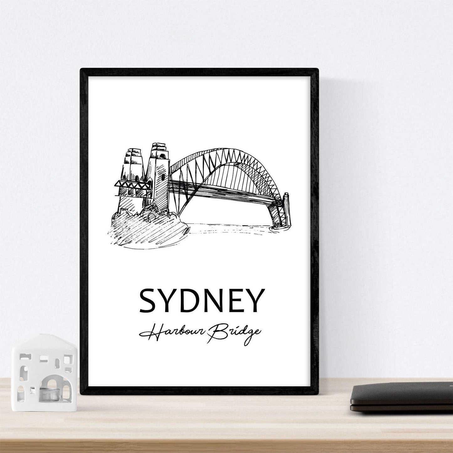 Pack de posters de paises y monumentos. Mapa cuidad Sidney, monumento Harbour Bridge y mapa Australia.-Artwork-Nacnic-Nacnic Estudio SL