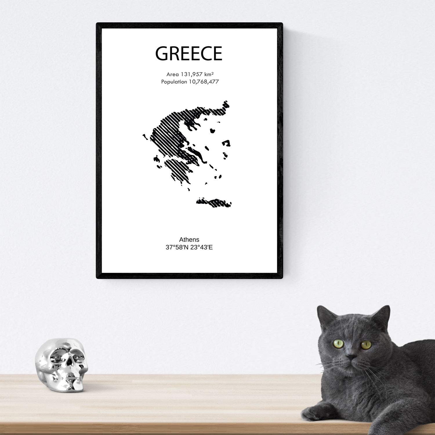 Pack de posters de paises y monumentos. Mapa Grecia y monumento Santorini.-Artwork-Nacnic-Nacnic Estudio SL