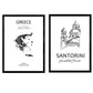 Pack de posters de paises y monumentos. Mapa Grecia y monumento Santorini.-Artwork-Nacnic-Nacnic Estudio SL