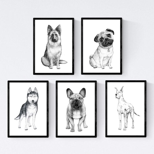 Pack de posters de Perros de raza. Láminas decorativas de perros.-Artwork-Nacnic-Nacnic Estudio SL