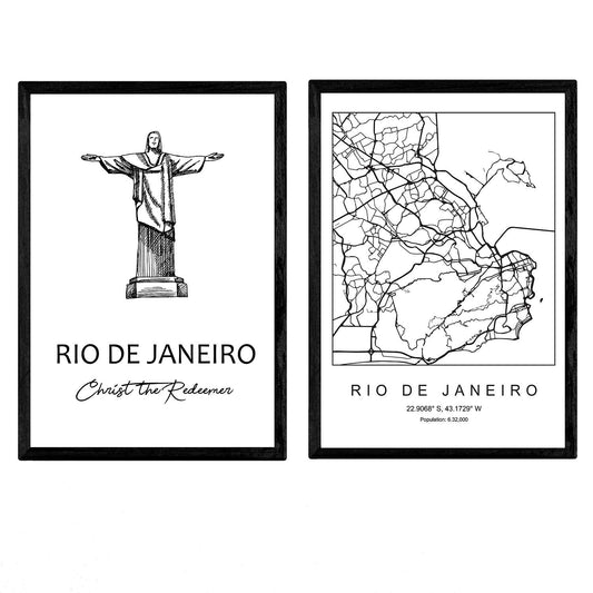 Pack de posters de Rio de Janeiro - El cristo redentor. Láminas con monumentos de ciudades.-Artwork-Nacnic-Nacnic Estudio SL