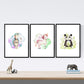 Pack de Tres láminas con Ilustraciones de Animales. Oso Panda Unicornio y Tortuga.-Artwork-Nacnic-Nacnic Estudio SL