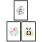 Pack de Tres láminas con Ilustraciones de Animales. Oso Panda Unicornio y Tortuga.-Artwork-Nacnic-Nacnic Estudio SL