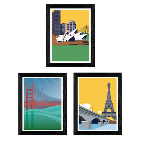 Pack de Tres láminas MONUMENTOS. Paris, San Francisco, Sidney.-Artwork-Nacnic-Nacnic Estudio SL