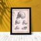 Paillou Skulls; geriatric, caucasiod and negroid adult, orangutan, and dog-Artwork-Nacnic-Nacnic Estudio SL