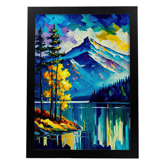 Parque Nacional Nacnic Banff Alberta Canadá Pintura al óleo Brus. Estampados de arte de pared estético para el diseño de dormitorio o sala de estar.-Artwork-Nacnic-A4-Sin marco-Nacnic Estudio SL