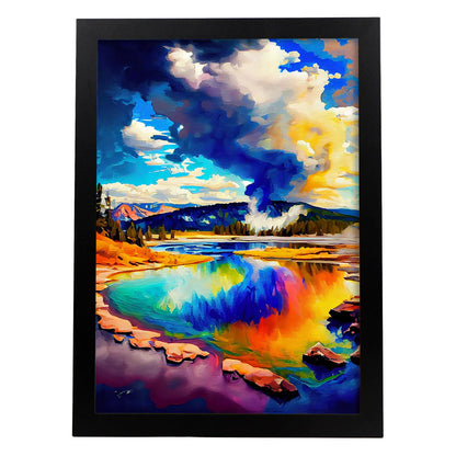 Parque Nacional Nacnic Yellowstone Wyoming USA Pintura al óleo b. Estampados de arte de pared estético para el diseño de dormitorio o sala de estar.-Artwork-Nacnic-A4-Sin marco-Nacnic Estudio SL