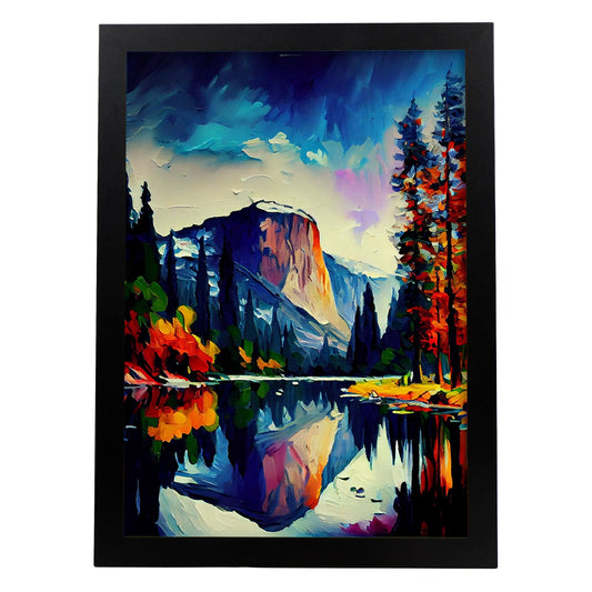 Parque Nacional Nacnic Yosemite California EE. UU. Pintura al óleo b. Estampados de arte de pared estético para el diseño de dormitorio o sala de estar.-Artwork-Nacnic-A4-Sin marco-Nacnic Estudio SL