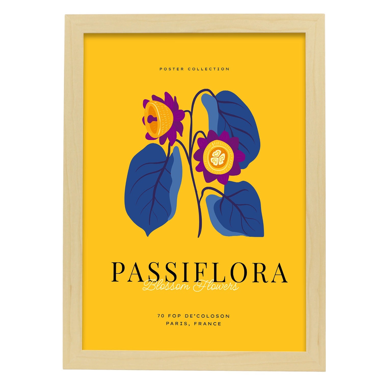 Passiflora-Artwork-Nacnic-A3-Marco Madera clara-Nacnic Estudio SL