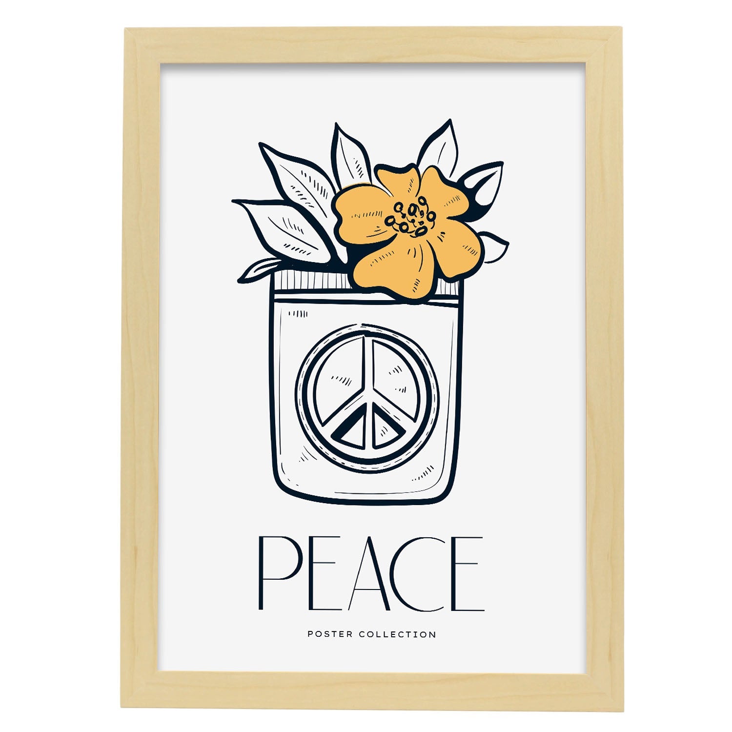 Peace flower-Artwork-Nacnic-A3-Marco Madera clara-Nacnic Estudio SL