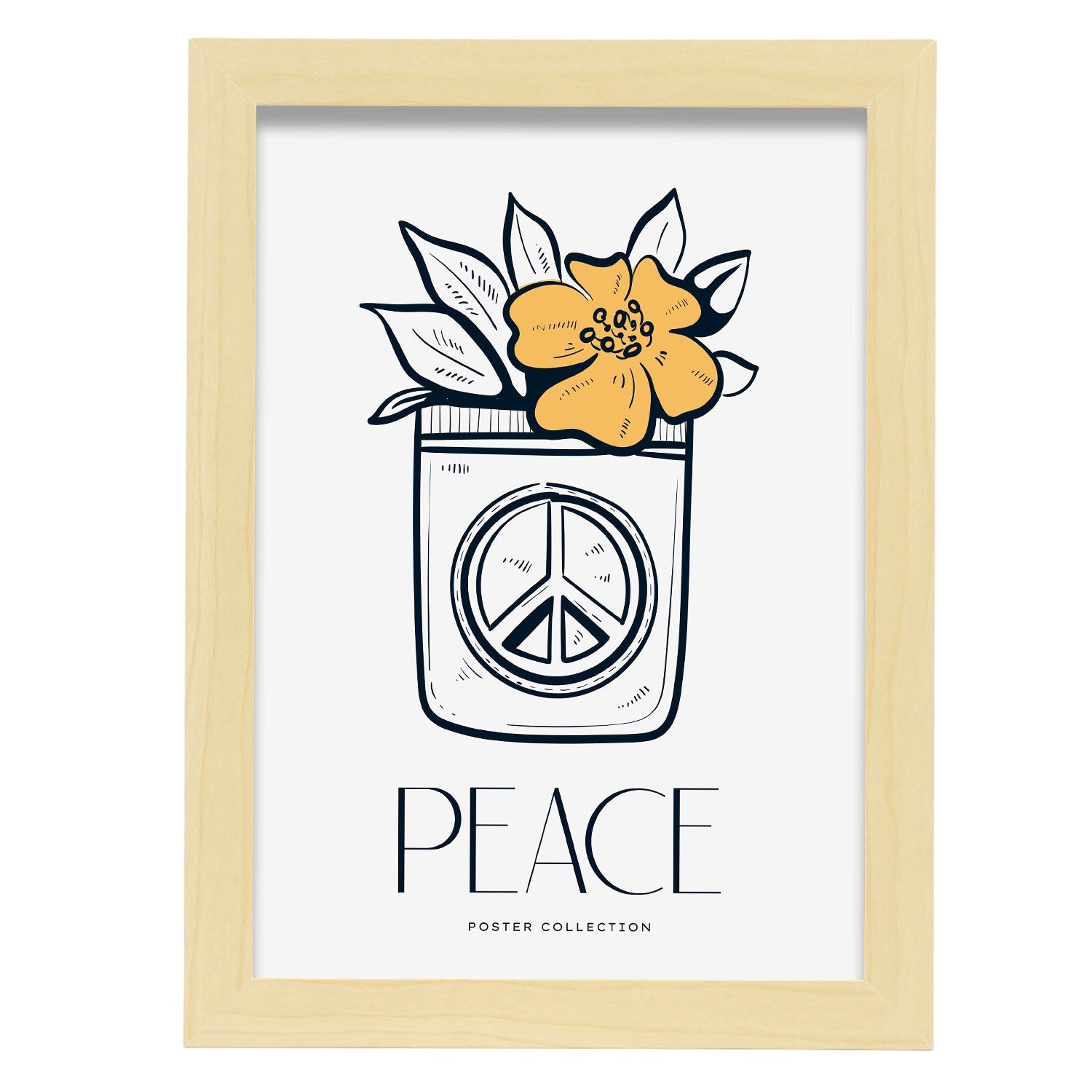 Peace flower-Artwork-Nacnic-A4-Marco Madera clara-Nacnic Estudio SL