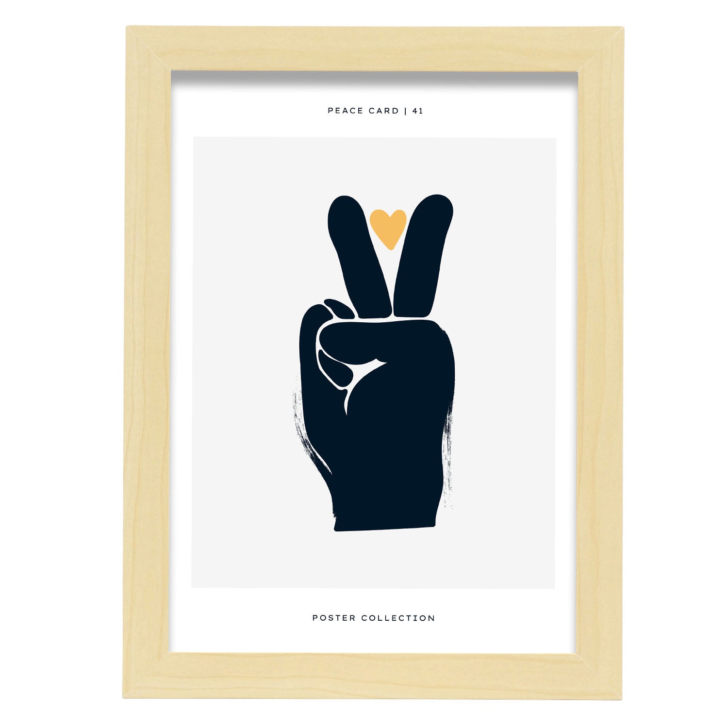 Peace Hand-Artwork-Nacnic-A4-Marco Madera clara-Nacnic Estudio SL